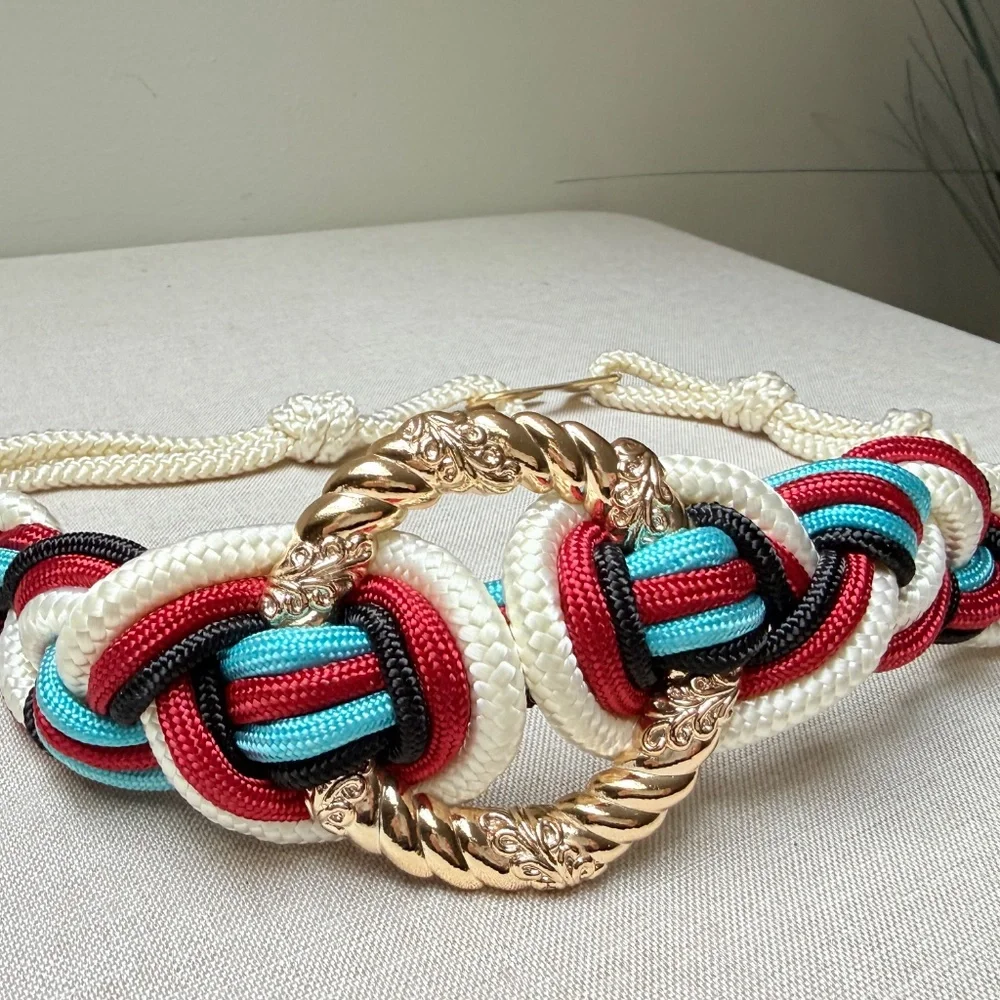 Vintage 1980s Braided Rope Cord Belt 28”